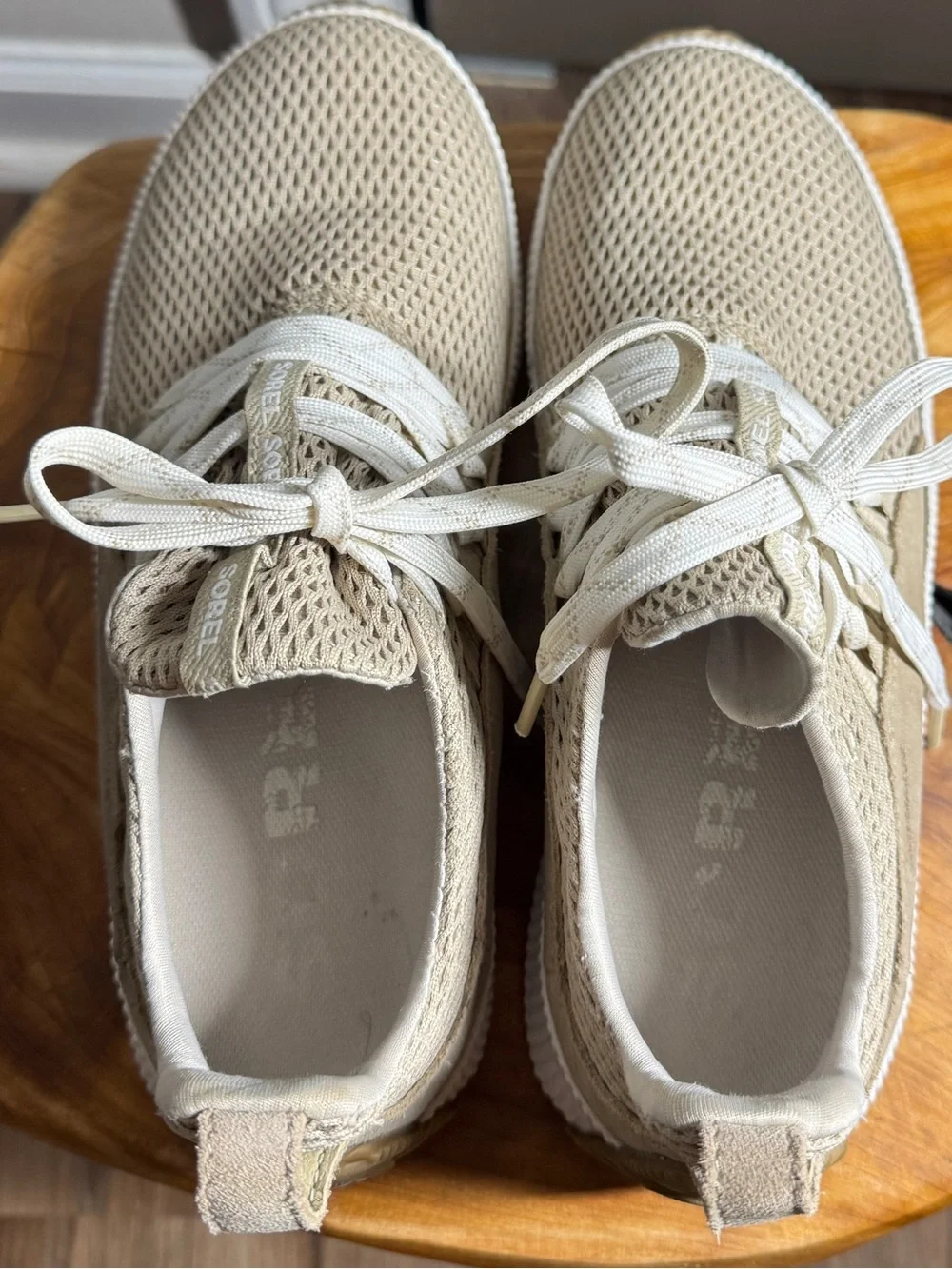 Sorel Women's Out 'N About Plus Waterproof Lace Sneakers Tan/White Mesh Sz. 6.5 - Picture 5 of 16